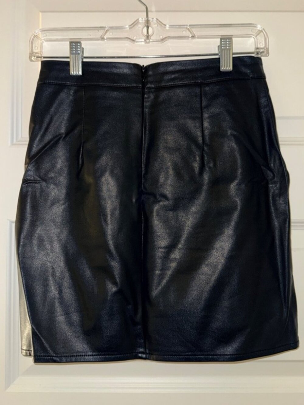 Women’s Black Faux Leather Mini Skirt - Picture 2 of 3